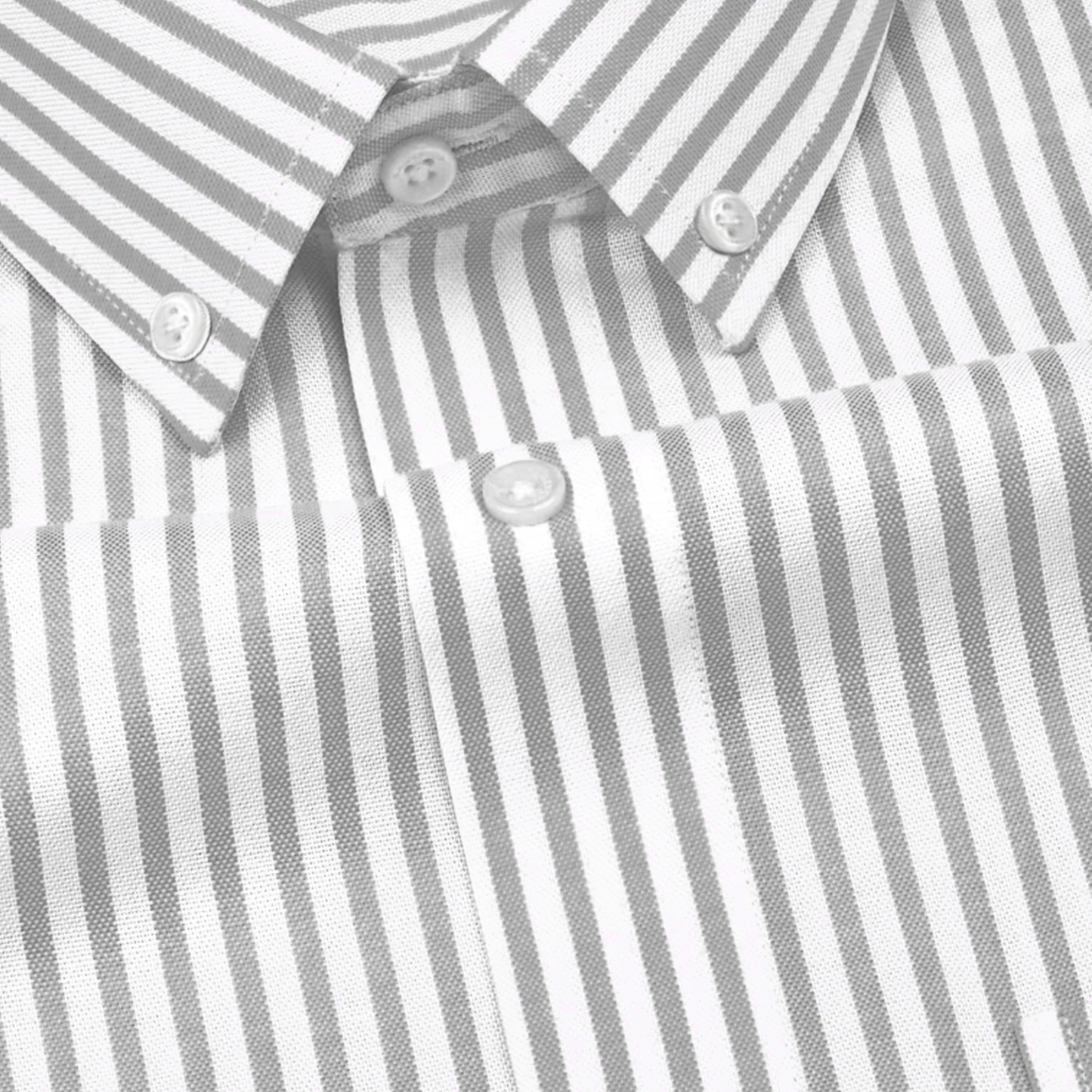 New Light Grey Stripe Down Button Oxford Cotton Shirt
