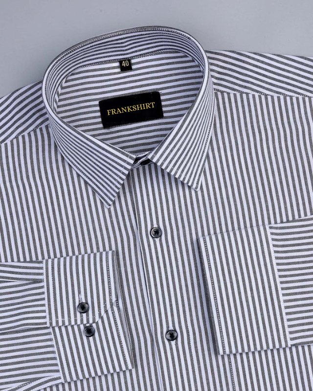 Black Button Down Oxford Cotton Stripe Shirt
