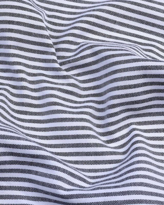 Black Button Down Oxford Cotton Stripe Shirt