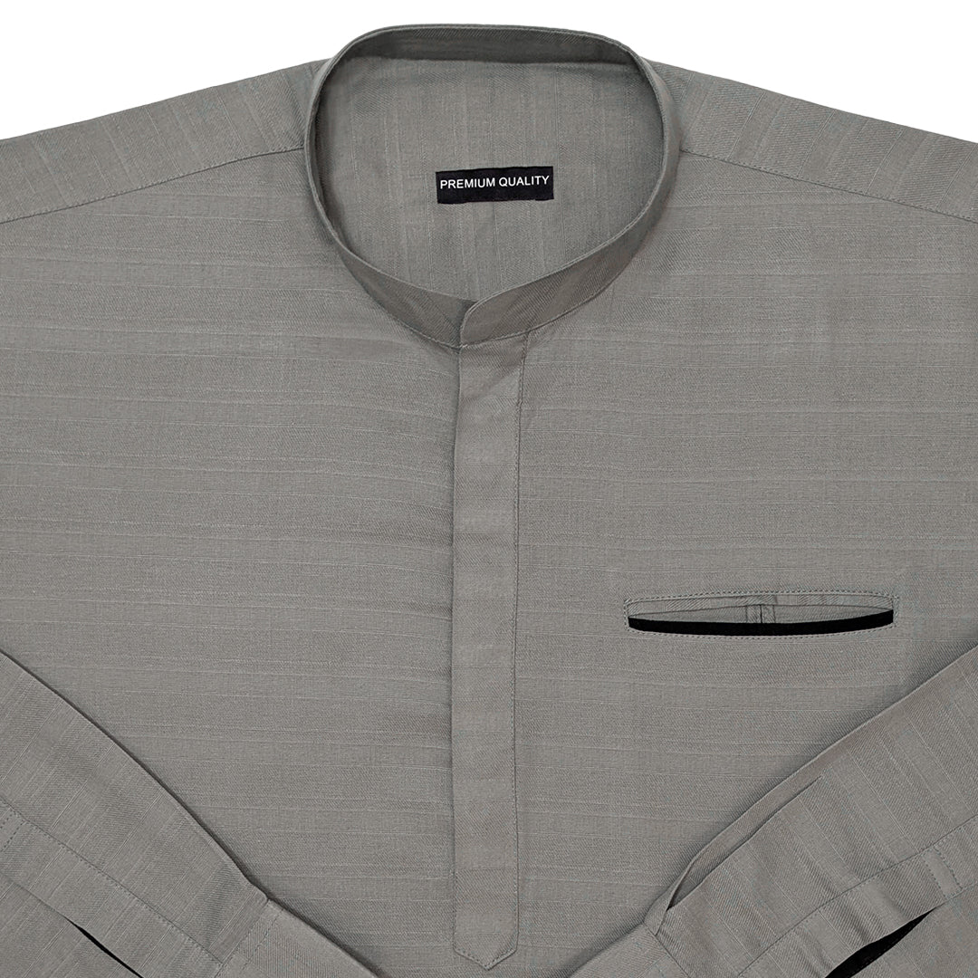 Urban Fit Grey Short Linen Kurta For Men