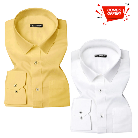 Pack of 2 Cotton Shirt for Man (Lemon and White)