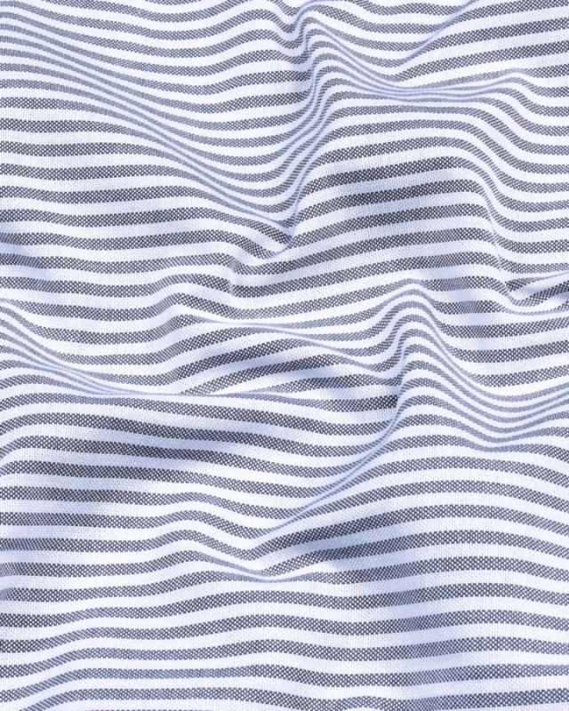 Light Grey Stripe Down Button Oxford Cotton Shirt