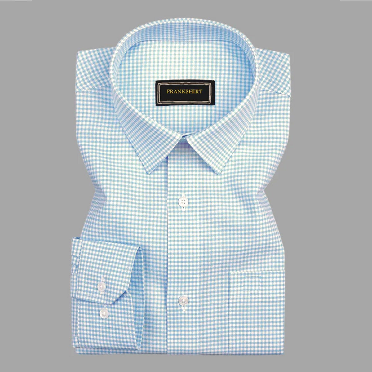Light Turquoise Check Button Down Oxford Cotton Shirt