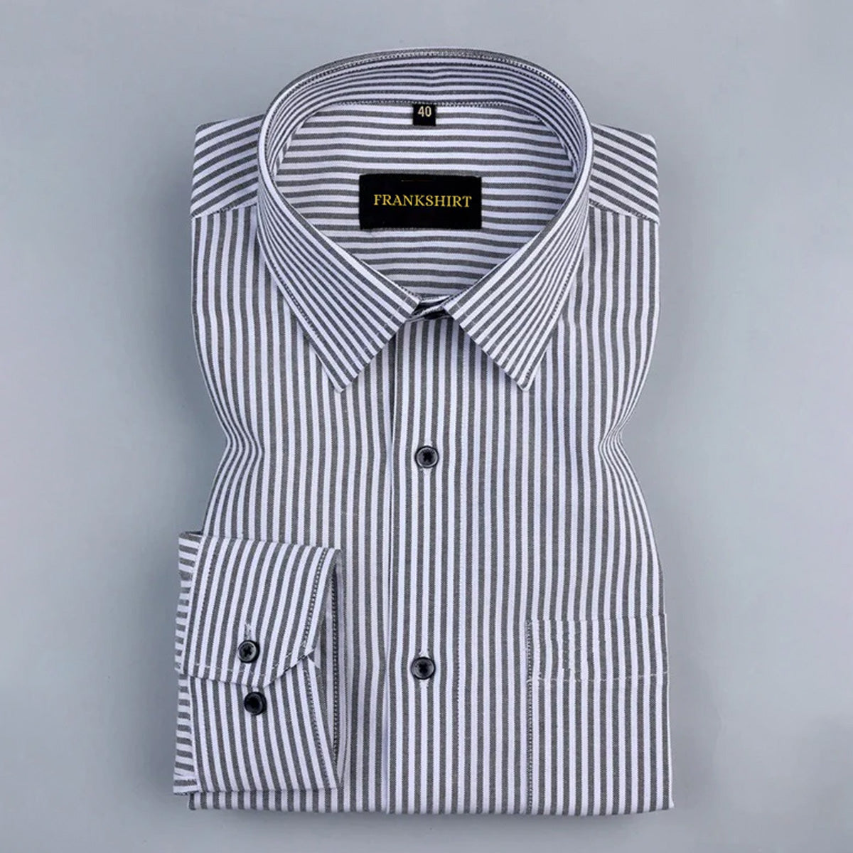 Black Button Down Oxford Cotton Stripe Shirt