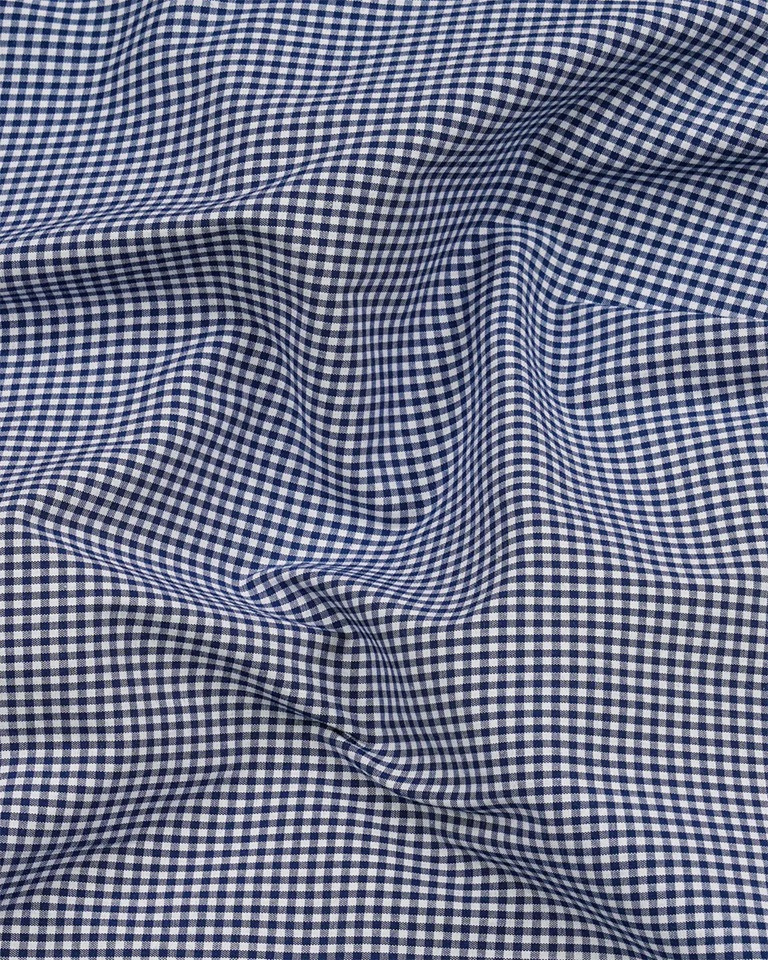Navy Blue Check Button Down Oxford Cotton Shirt