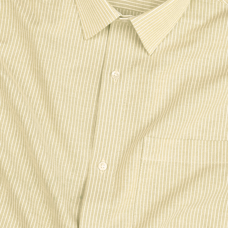 Beige Small Strip Down Button Oxford Cotton Shirt