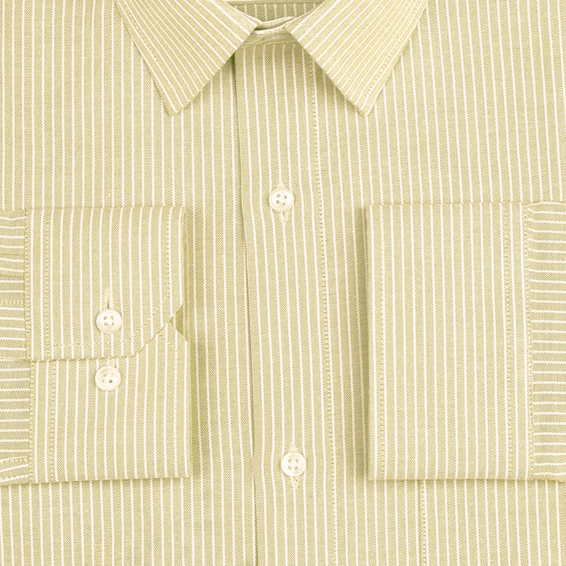 Beige Small Strip Down Button Oxford Cotton Shirt