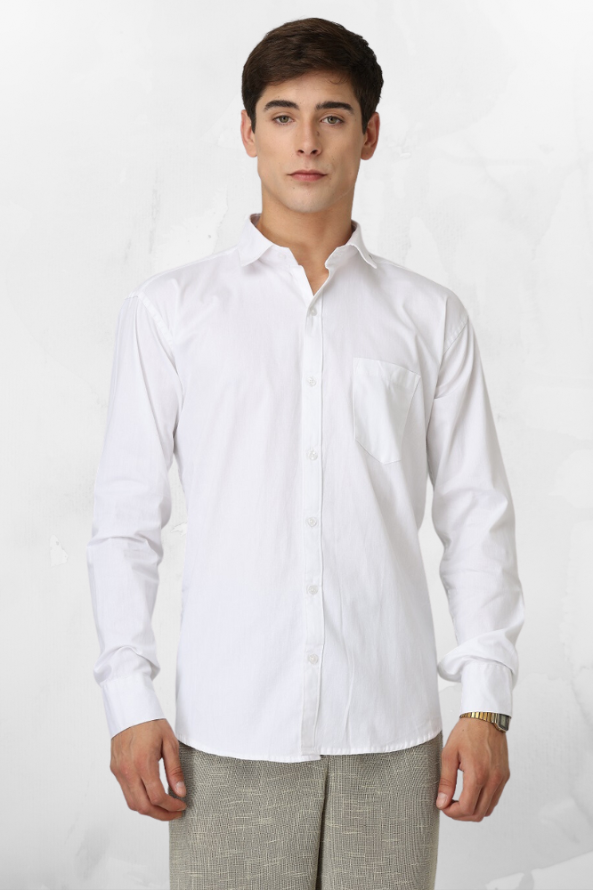 Twill Cotton Shirt for Man (White)