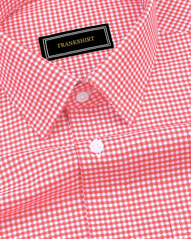 Red Check Button Down Oxford Cotton Shirt