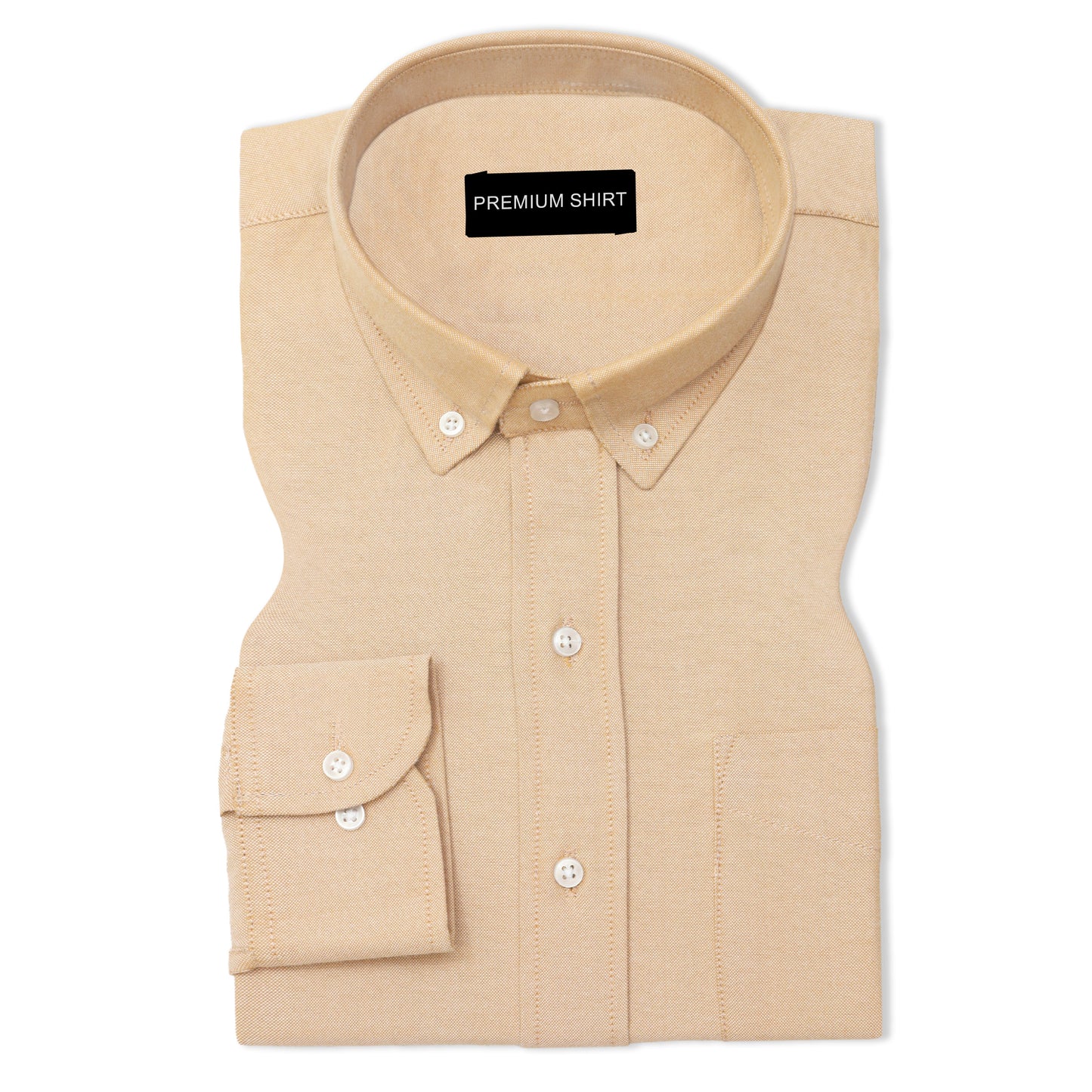 Cream Oxford Cotton Shirt For Man