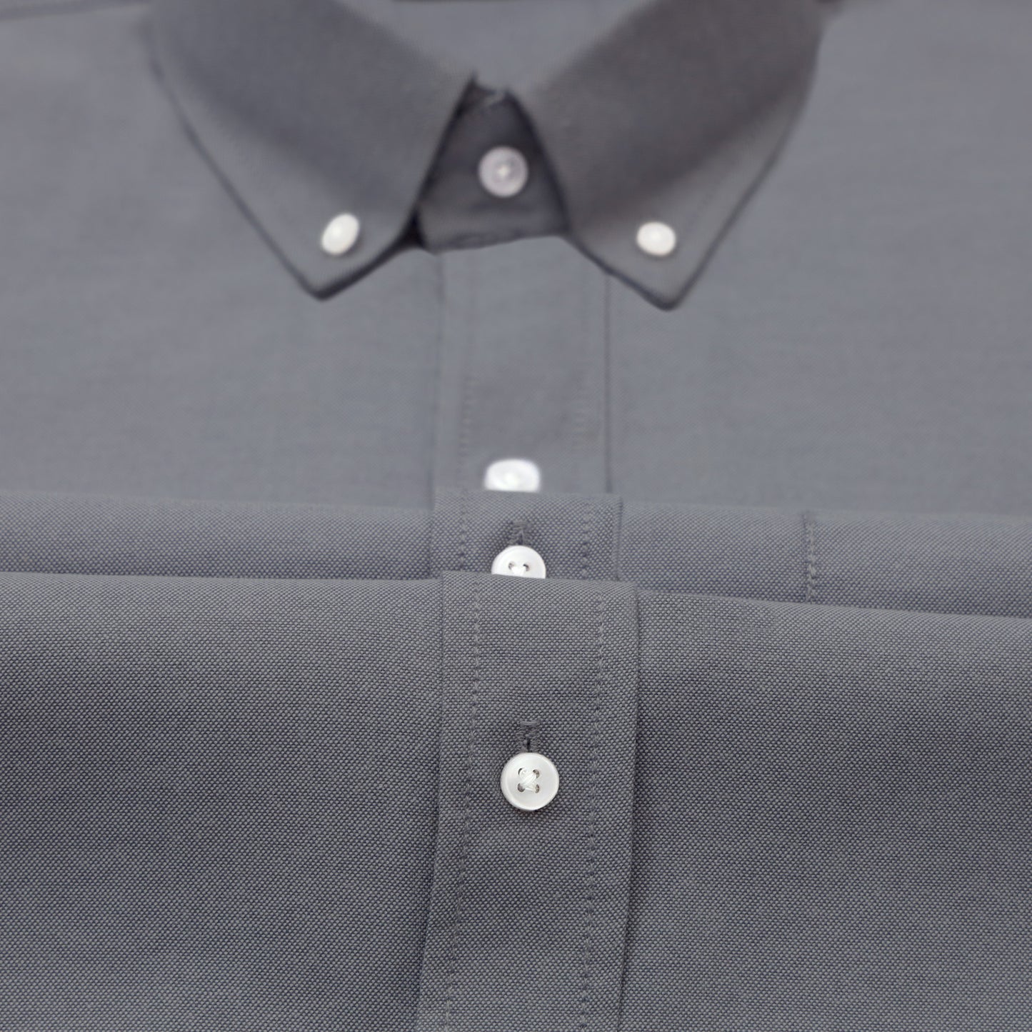 Dark Grey Oxford Cotton Shirt For Man