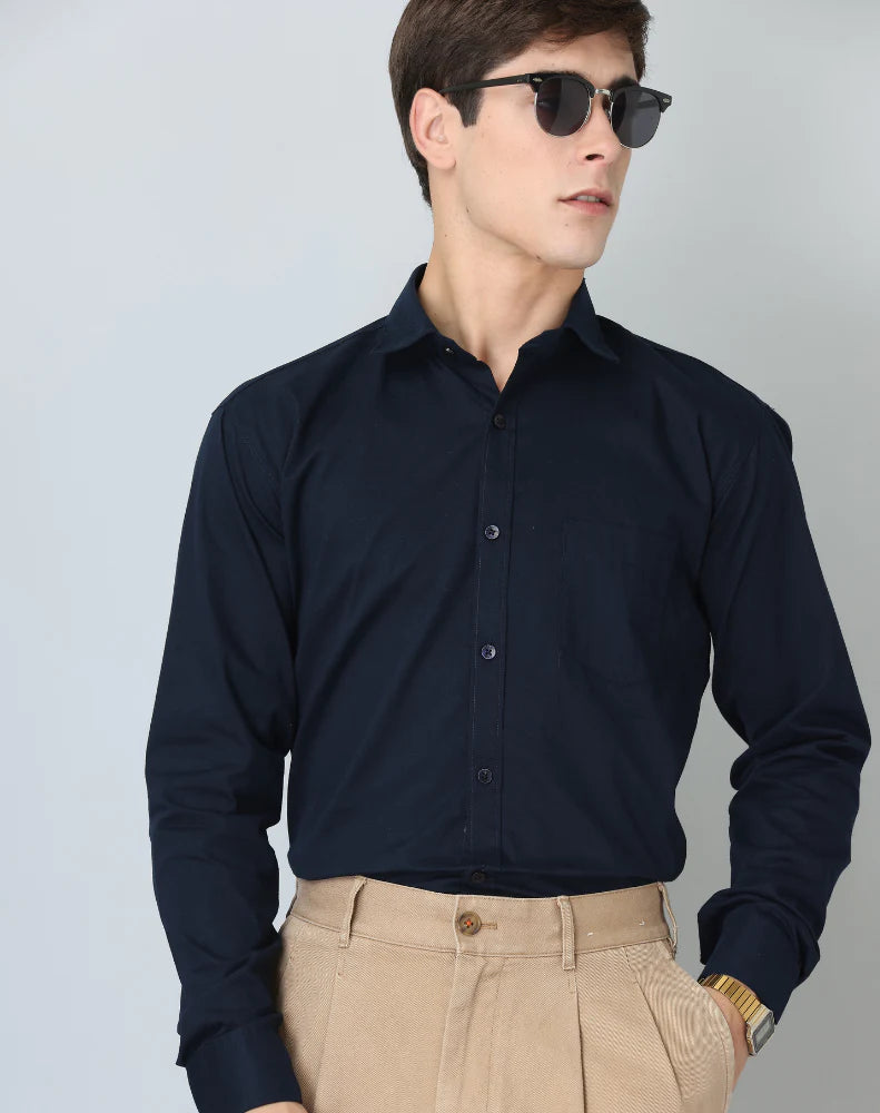 Frankshop Classic Cotton Navy Blue Shirts for Man - Frankshop.in