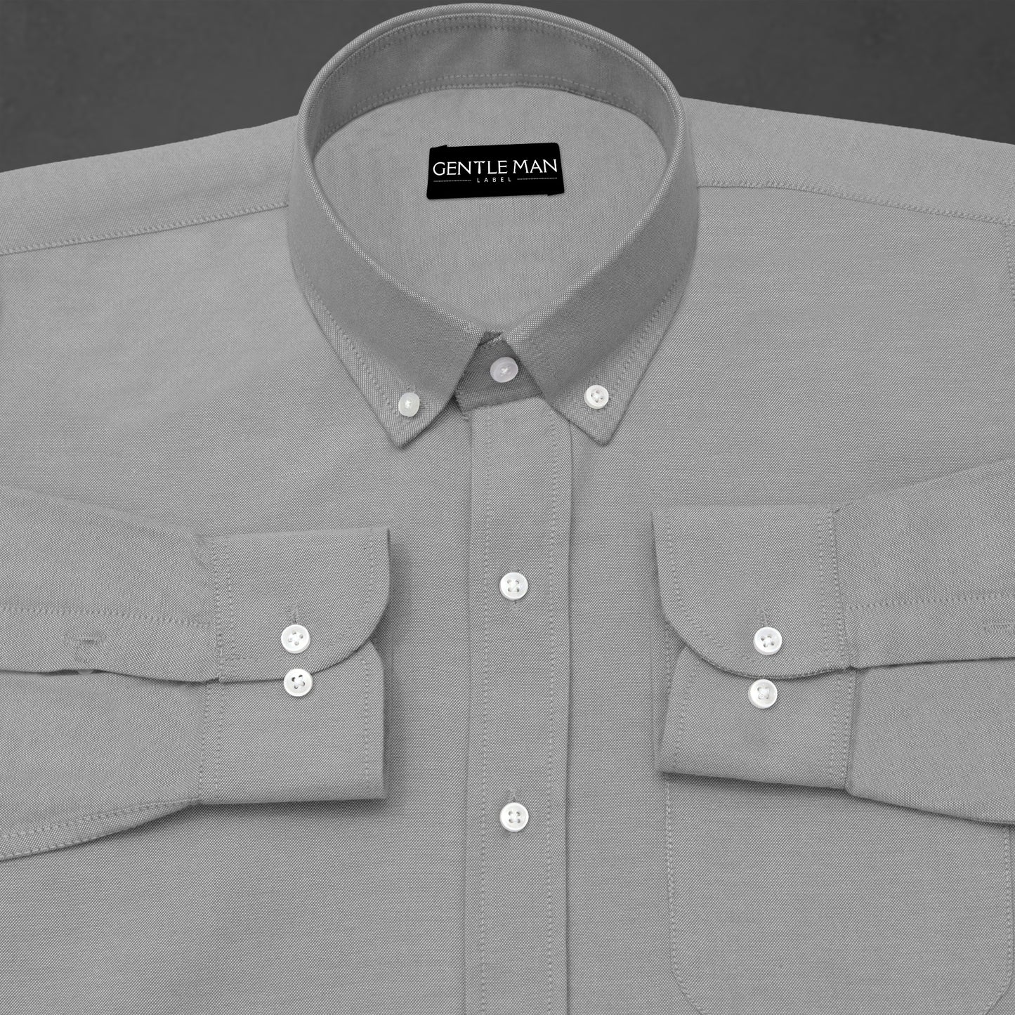 Silver Oxford Cotton Shirt For Man
