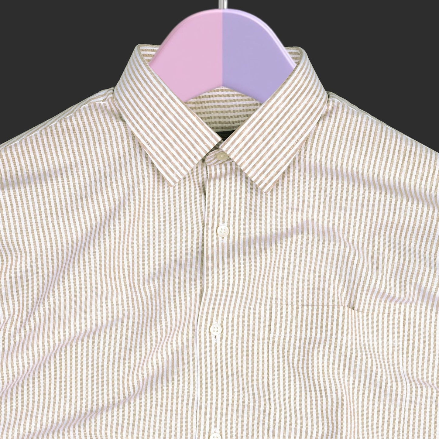 New Yellow Stripe Down Button Oxford Cotton Shirt