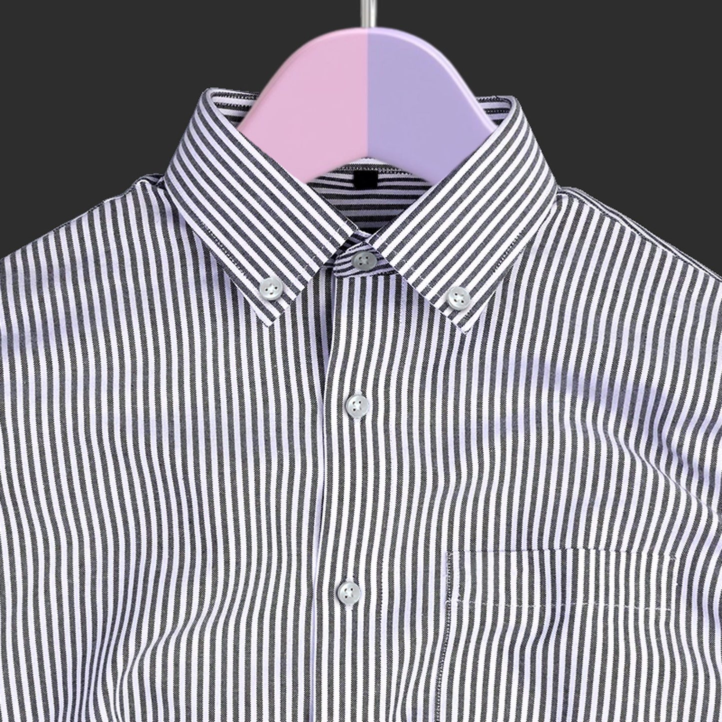 New Black Stripe Down Button Oxford Cotton Shirt