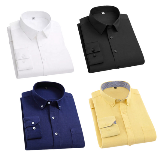 Combo of 4 Cotton Shirt for Man ( White,Black,Navy Blue and Lemon )