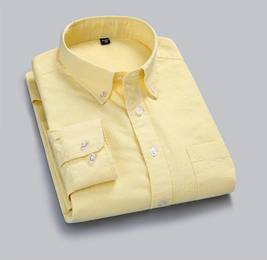 Frankshop Classic Pure Cotton Blend Lemon Color Solid Shirts
