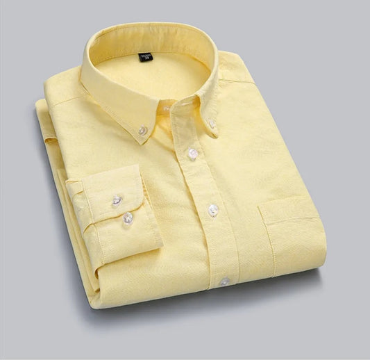 Frankshop Classic Pure Cotton Blend Lemon Color Solid Shirts - Frankshop.in