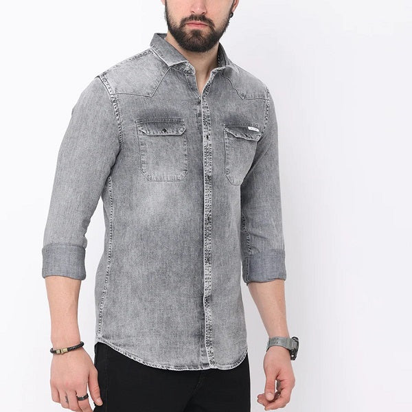 Premium RFD Cotton Shirt For Man (Grey)