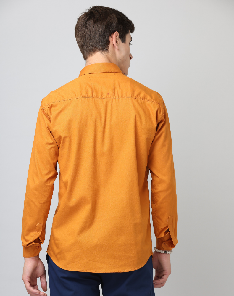 Frankshirt Mustard Solid Tailored Fit Cotton Casual Shirt for Man - Frankshop.in