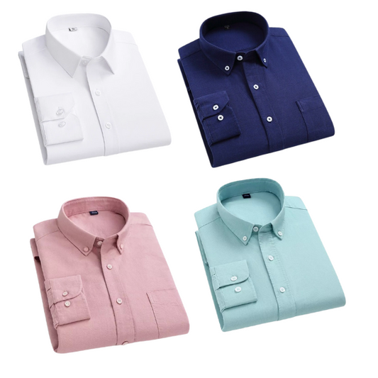Combo of 4 Cotton Shirt for Man ( White,Navy Blue,Pink and Pista )