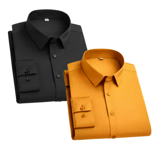 Combo of 2 Cotton Shirt for Man ( Black and Mustard )