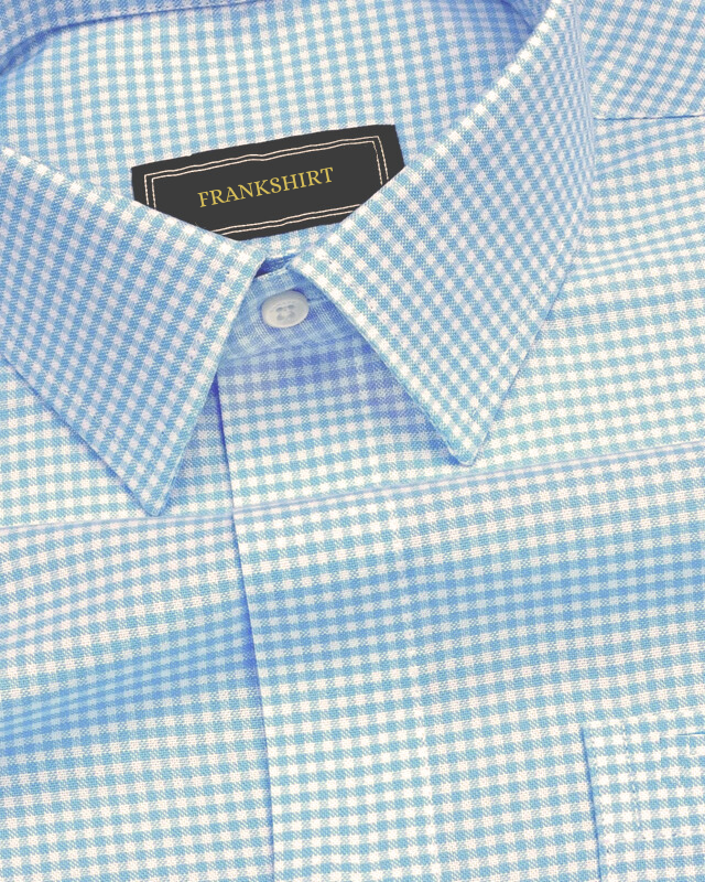 Light Turquoise Check Button Down Oxford Cotton Shirt