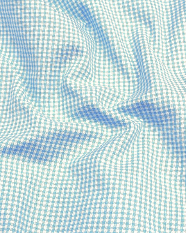 Light Turquoise Check Button Down Oxford Cotton Shirt