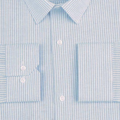Silver Small Strip Down Button Oxford Cotton Shirt