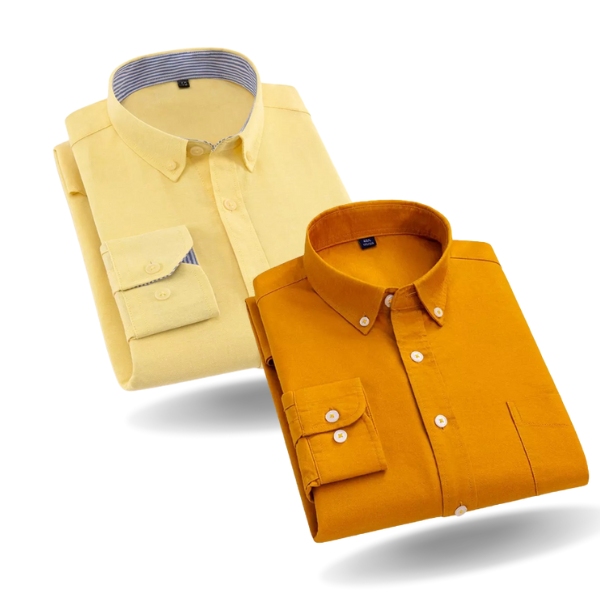 Combo of 2 Cotton Shirt for Man (Mustard and Lemon)
