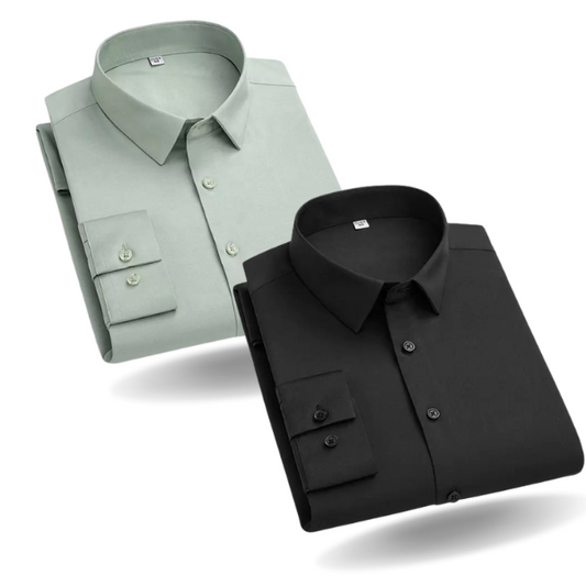 Combo of 2 Cotton Shirt for Man (Black and Pista) - Frankshop.in