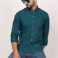 New Dark Green Down Button Casual Shirt I 100% Cotton Twill
