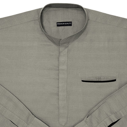 Urban Fit Olive Short Linen Kurta For Men