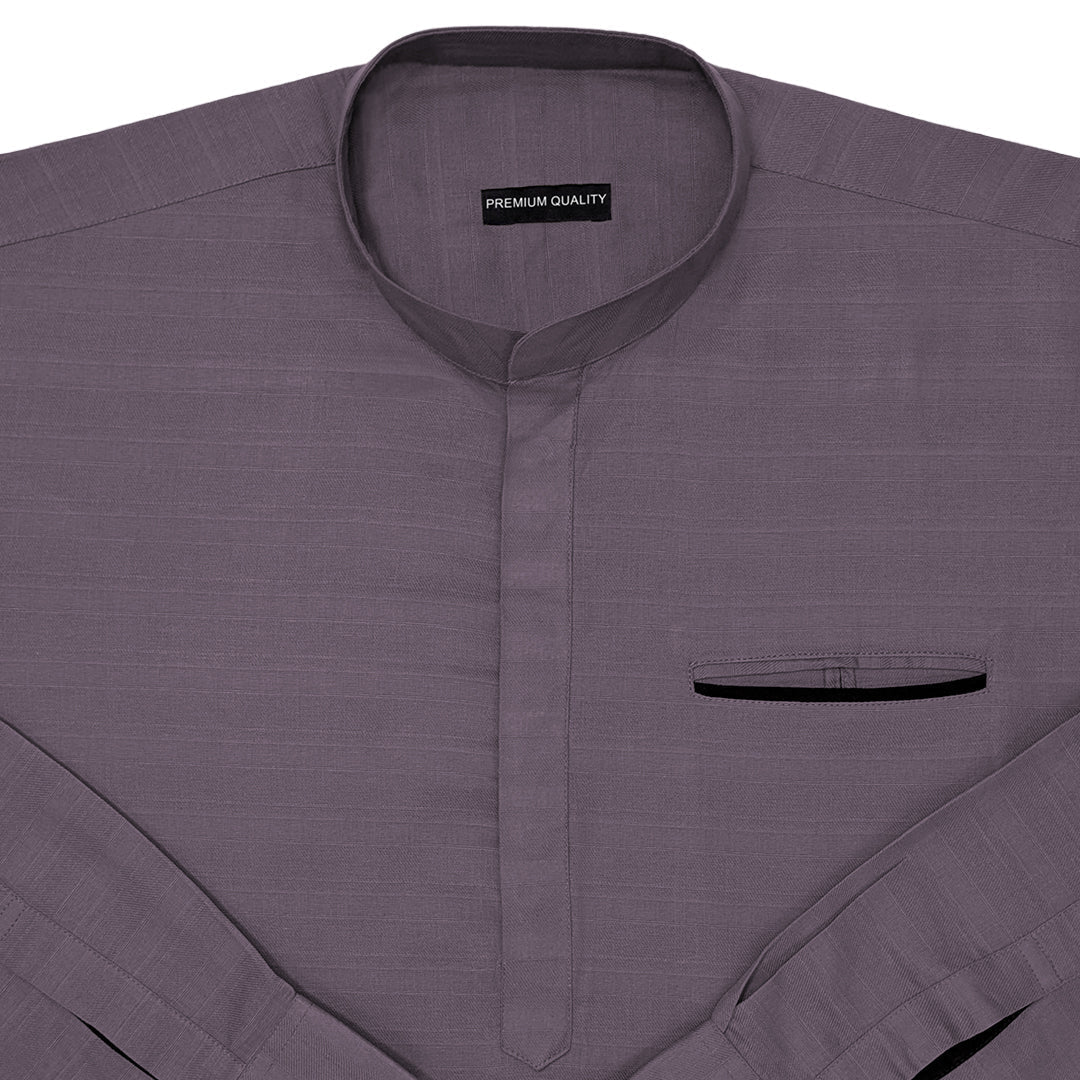 Urban Fit Purple Short Linen Kurta For Men