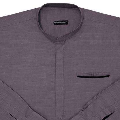 Urban Fit Purple Short Linen Kurta For Men