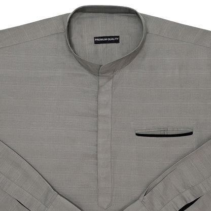Urban Fit Grey Short Linen Kurta For Men