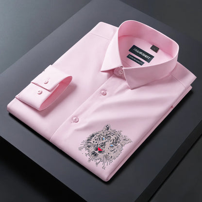 Tiger Designer Premium Cotton With Pocket Solid Shirt for Man (Pink)