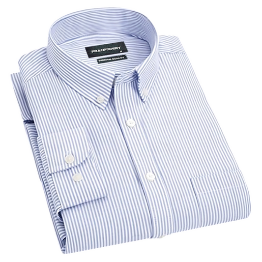 New Silver Stripe Down Button Oxford Cotton Shirt