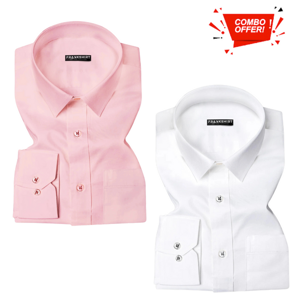 Pack of 2 Cotton Shirt for Man (Light Pink and White)