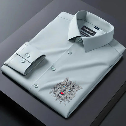 Tiger Designer Premium Cotton With Pocket Solid Shirt for Man (Pista)