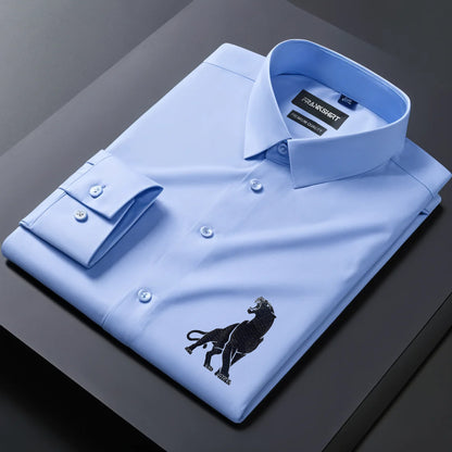 Leopard Designer Premium Cotton With Pocket Solid Shirt for Man (Sky Blue)