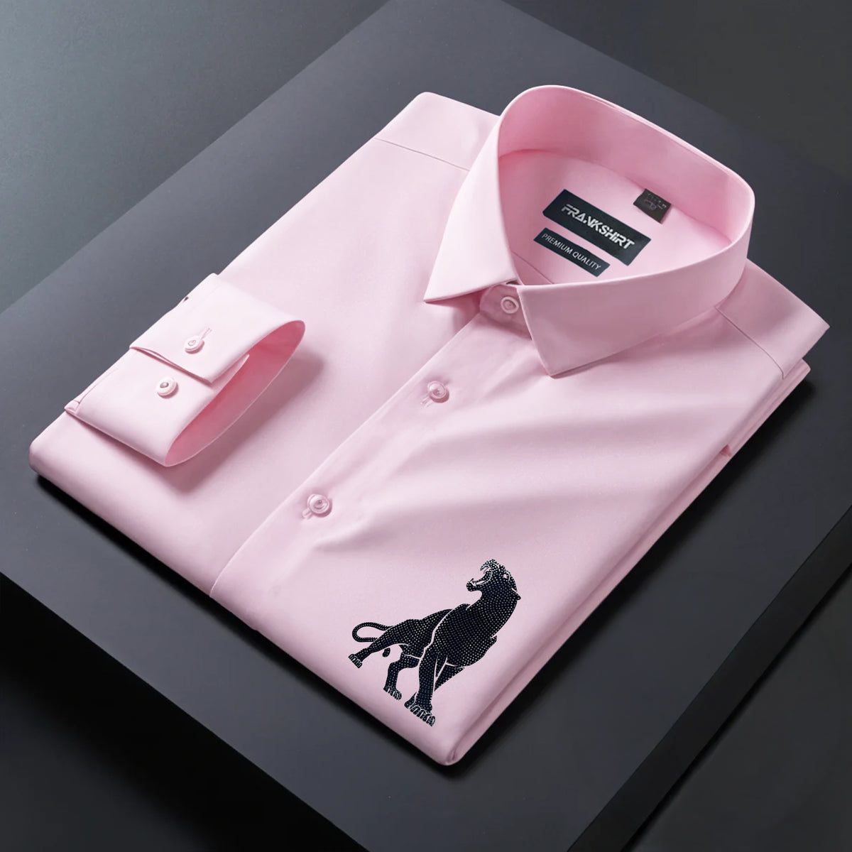 Leopard Designer Premium Cotton With Pocket Solid Shirt for Man (Pink)