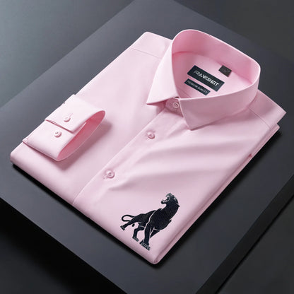 Leopard Designer Premium Cotton With Pocket Solid Shirt for Man (Pink)