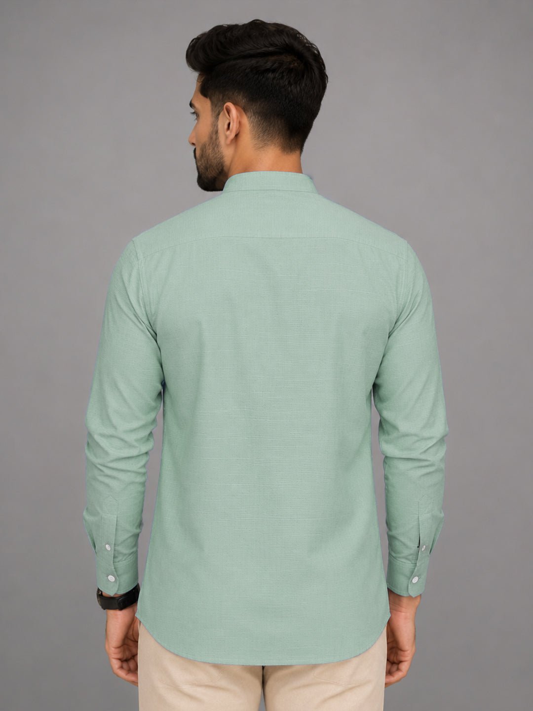 Urban Fit Sea Green Short Linen Kurta For Men