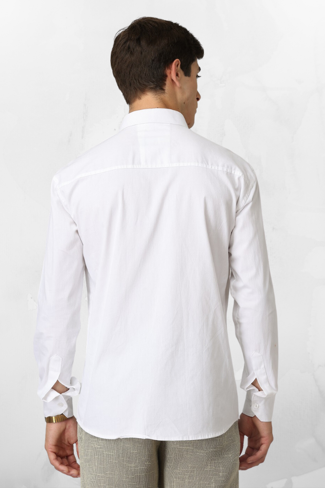 Twill Cotton Shirt for Man (White)