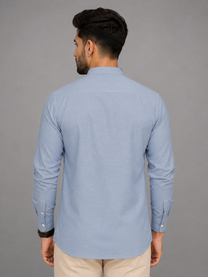 Urban Fit Light Blue Short Linen Kurta For Men
