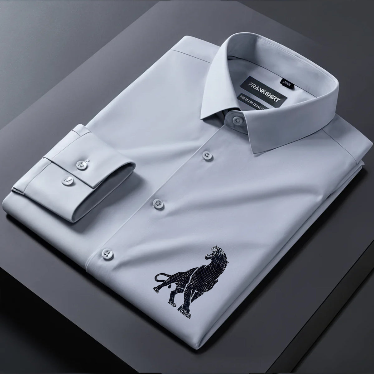 Leopard Designer Premium Cotton With Pocket Solid Shirt for Man (Silver)