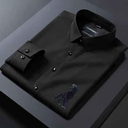 Leopard Designer Premium Cotton With Pocket Solid Shirt for Man (Black)