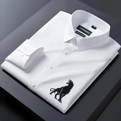 Leopard Designer Premium Cotton With Pocket Solid Shirt for Man (White)