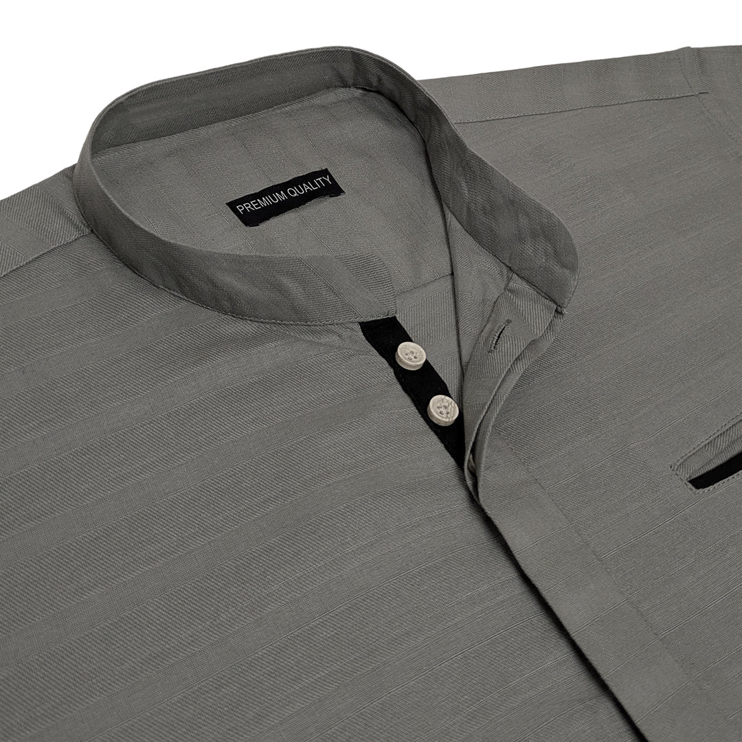 Urban Fit Grey Short Linen Kurta For Men